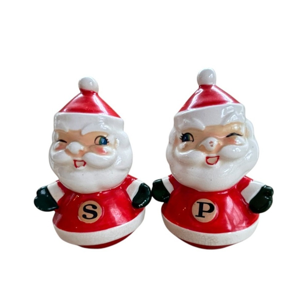 Vintage 1960 Japan MCM Holt Howard Winking Santa Claus Salt & Pepper Shaker Set